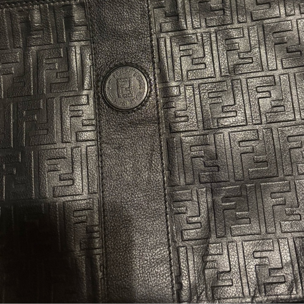 Vintage Fendi Embossed Black Leather Bag comes with COA - Picture 7 of 14